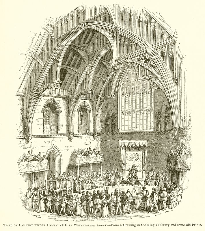 Trial of Lambert before Henry VIII in Westminster Abbey by English School