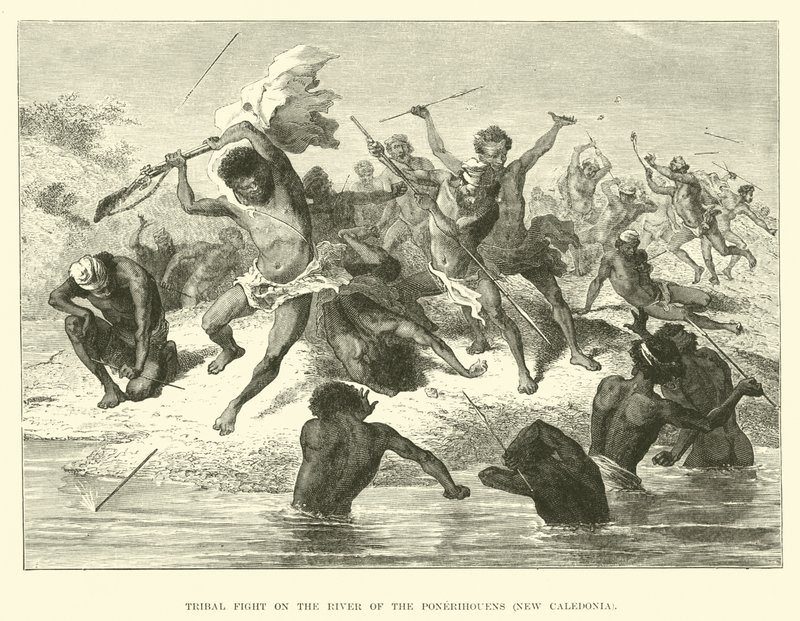 Tribal Fight on the River of the Ponerihouens, New Caledonia by English School