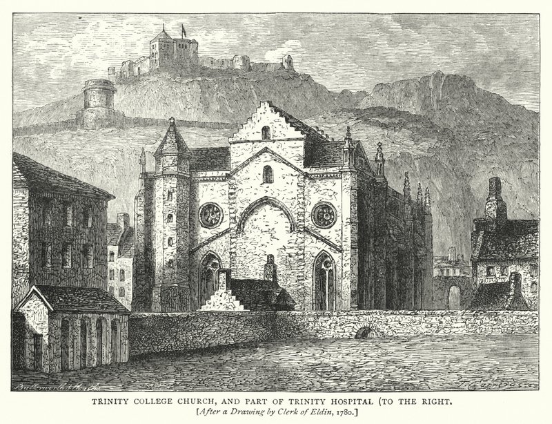 Trinity College Church, and Part of Trinity Hospital, to the Right (engraving) by English School