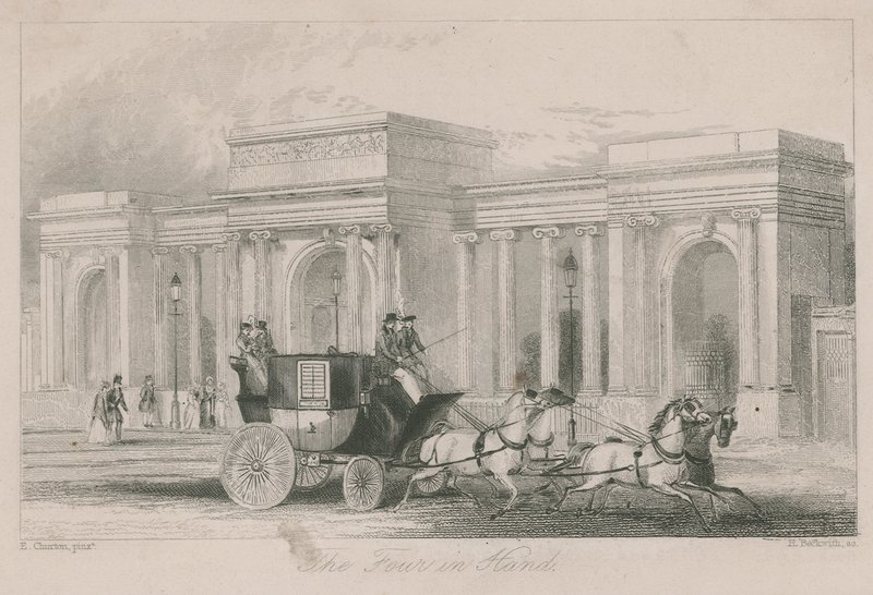 Triumphal Arch, Entrance to Hyde Park, London: The Four-in-Hand by English School