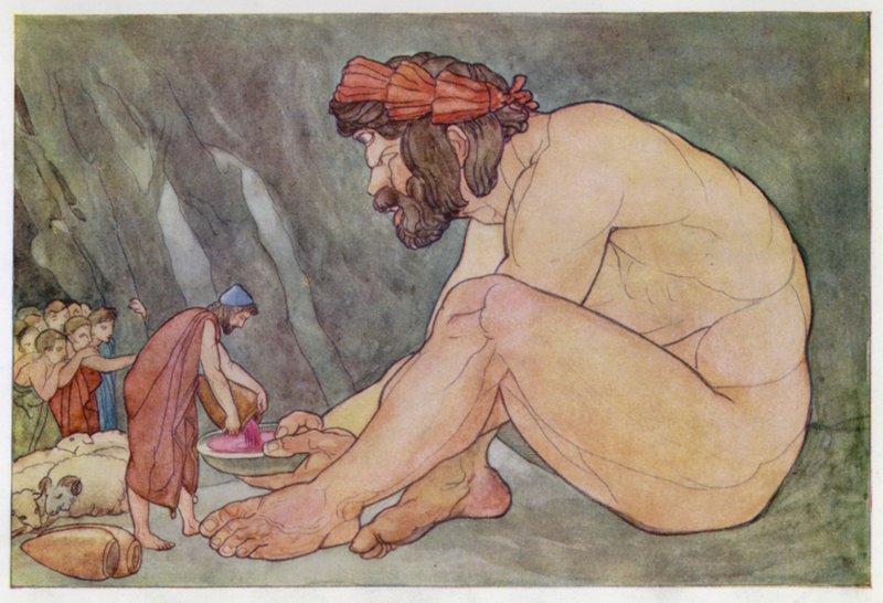 Ulysses Giving Wine to the Cyclops by English School