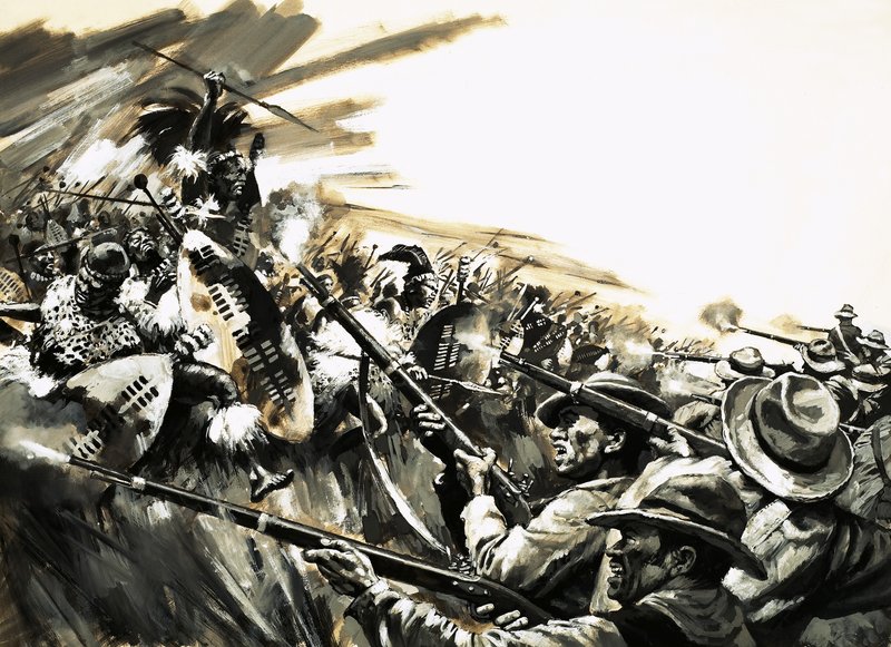 Unidentified battle with Zulu warriors, possibly Roarke