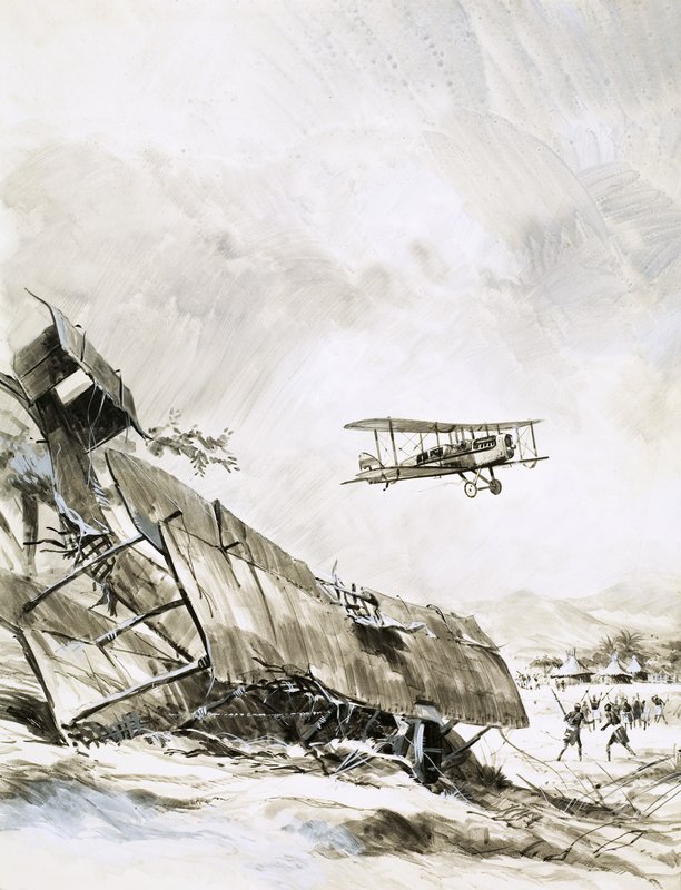 Unidentified Biplane Crash by English School