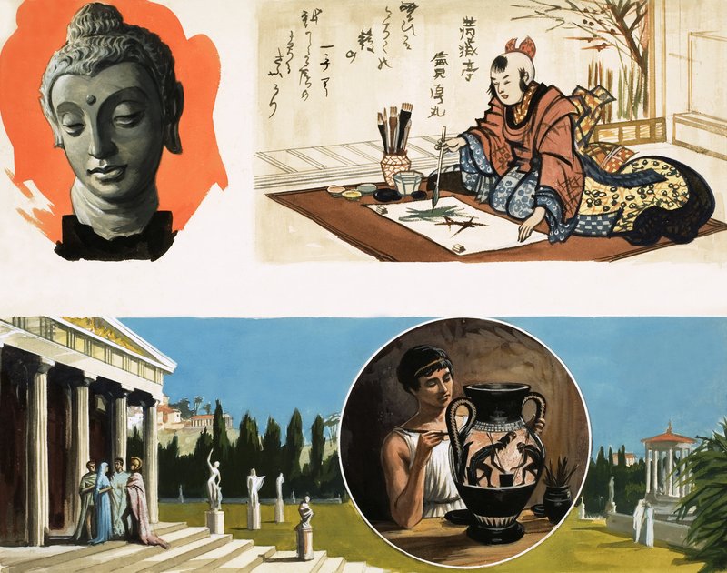 Unidentified montage about ancient artefacts by English School