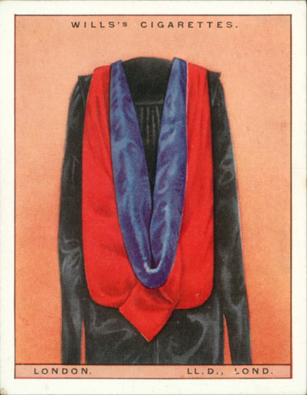 University Hoods and Gowns: London University, Doctor of Laws, LLd, Lond by English School