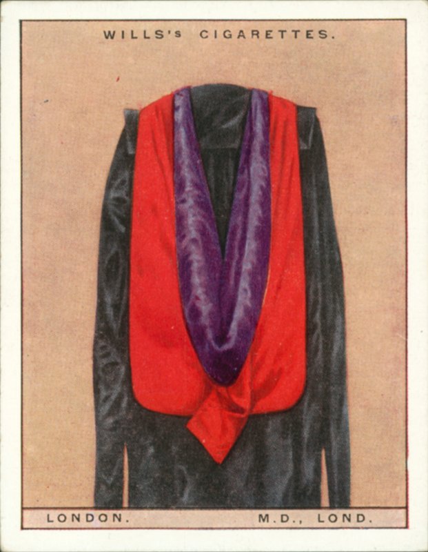 University Hoods and Gowns: London University, Doctor of Medicine, MD, Lond by English School