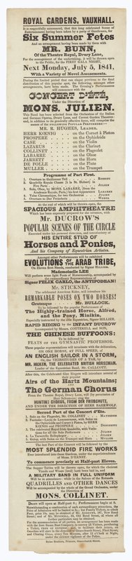 Vauxhall Gardens, Advertisement by English School