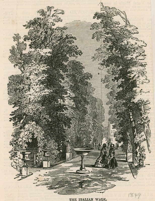 Vauxhall Gardens, London: The Italian Walk by English School