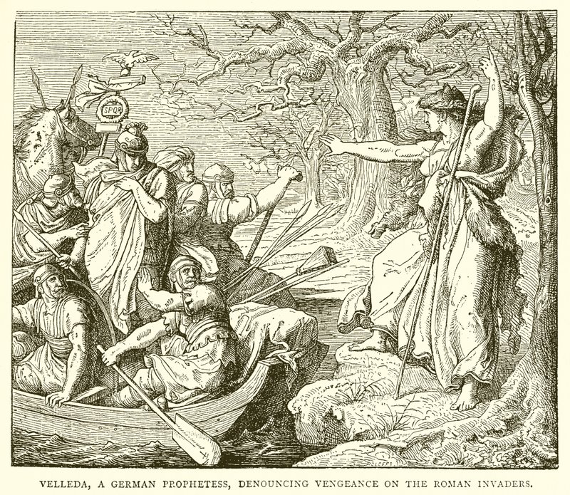 Velleda, a German Prophetess, Denouncing Vengeance on the Roman Invaders by English School
