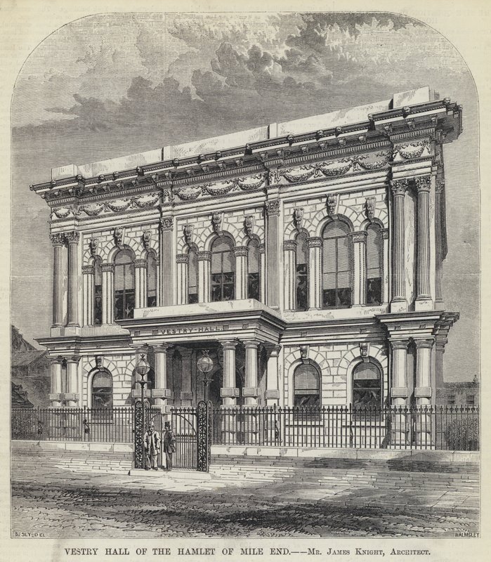 Vestry Hall of the Hamlet of Mile End (engraving) by English School