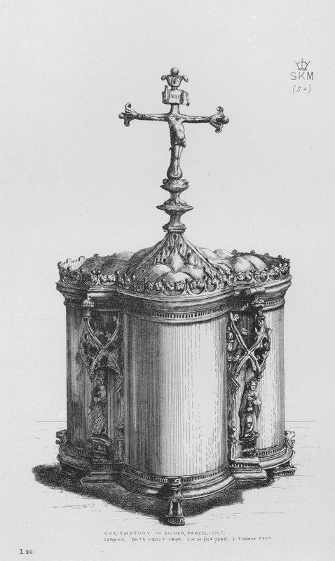 Chrismatory in silver parcel-gilt, German, date about 1490 (engraving) by English School