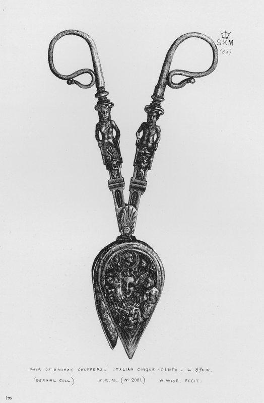 Pair of Bronze Snuffers, Italian, Cinque-cento (engraving) by English School
