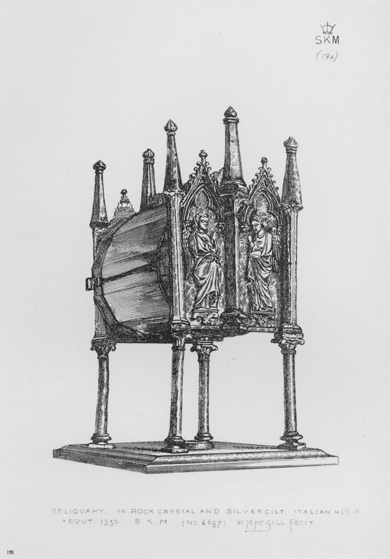 Victoria and Albert Museum: Reliquary, in rock crystal and silver gilt, Italian, about 1350 by English School
