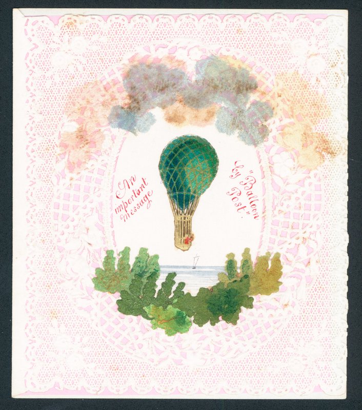 Victorian Greetings Card - An Important Message by Balloon Post by English School