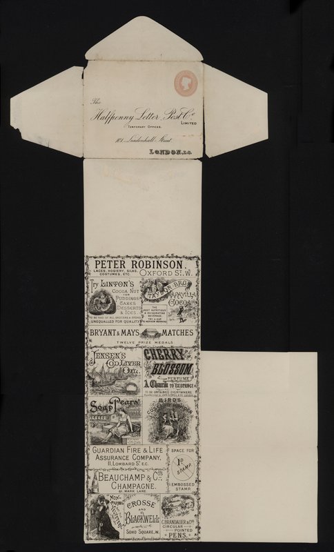 Victorian Postal Stationery from the Halfpenny Letter Post Company, Leadenhall Street, London by English School