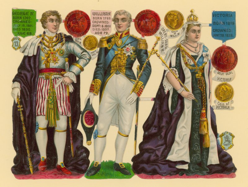 Victorian Scrap: King George IV, King William IV, Queen Victoria by English School