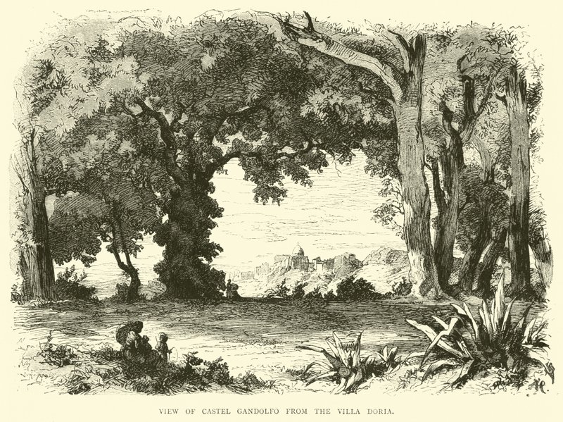 View of Castel Gandolfo from Villa Doria by English School