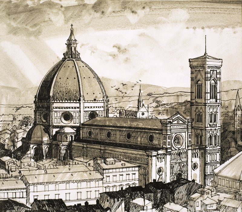 View of Florence by English School