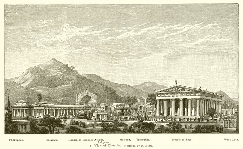 View of Olympia, Restored by R. Bohn by English School