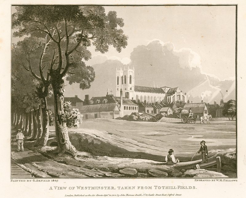 View of Westminster from Tothill Fields by English School