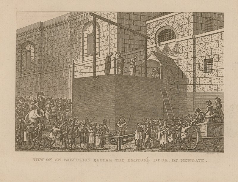 View of an execution before the debtors door of Newgate by English School