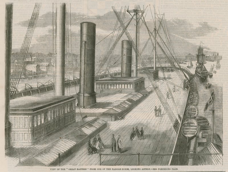 View of the Great Eastern from One of the Paddle Boxes, Looking Astern by English School