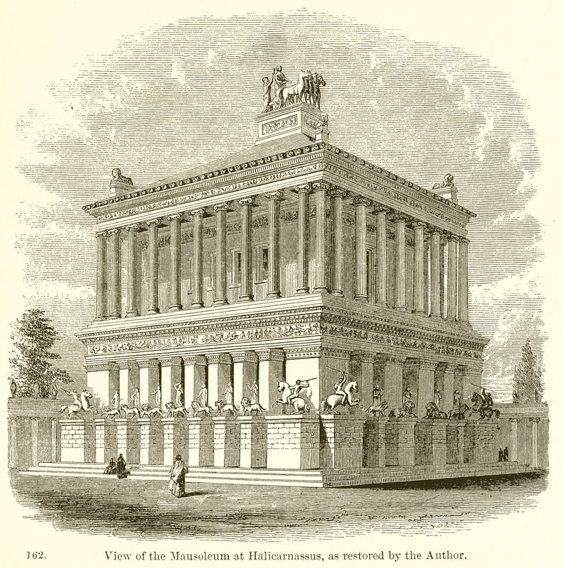 View of the Mausoleum at Halicarnassus, as Restored by the Author by English School