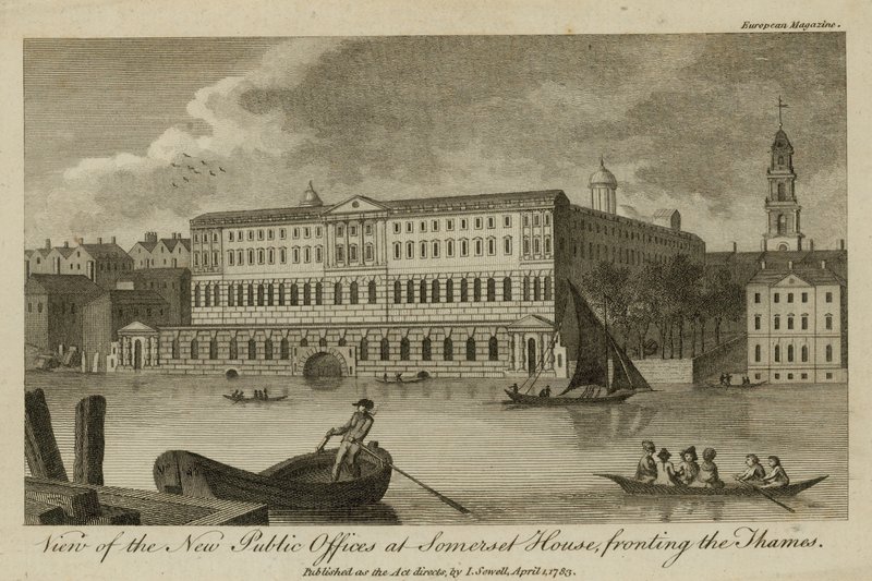 View of the New Public Offices at Somerset House, fronting the Thames by English School