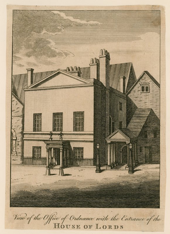 View of the Office of Ordnance with the Entrance of the House of Lords by English School