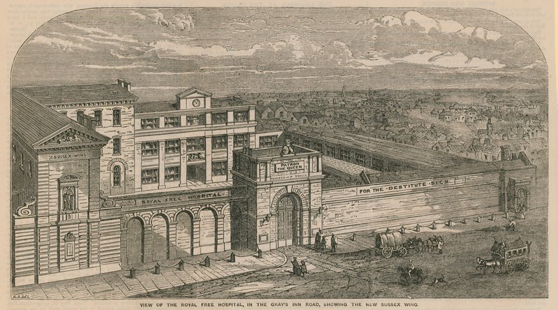 View of the Royal Free Hospital in the Grays Inn Road, Showing the New Sussex Wing by English School