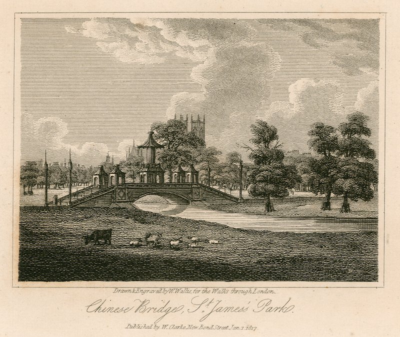 View of the bridge and Chinese pagoda, St James