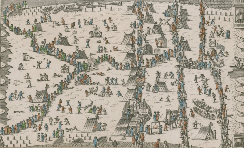 View of the frost fair held on the River Thames by English School