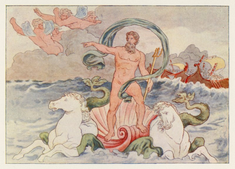 Virgil’s Aeneid: Neptune stilling the Waves by English School