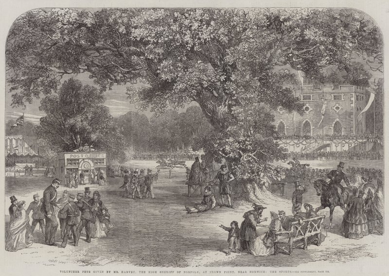 Volunteer Fete given by Mr Harvey, the High Sheriff of Norfolk, at Crown Point, near Norwich, the Sports by English School
