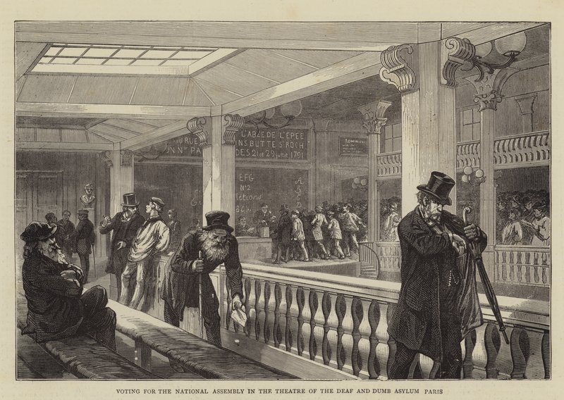 Voting for the National Assembly in the Theatre of the Deaf and Dumb Asylum, Paris by English School