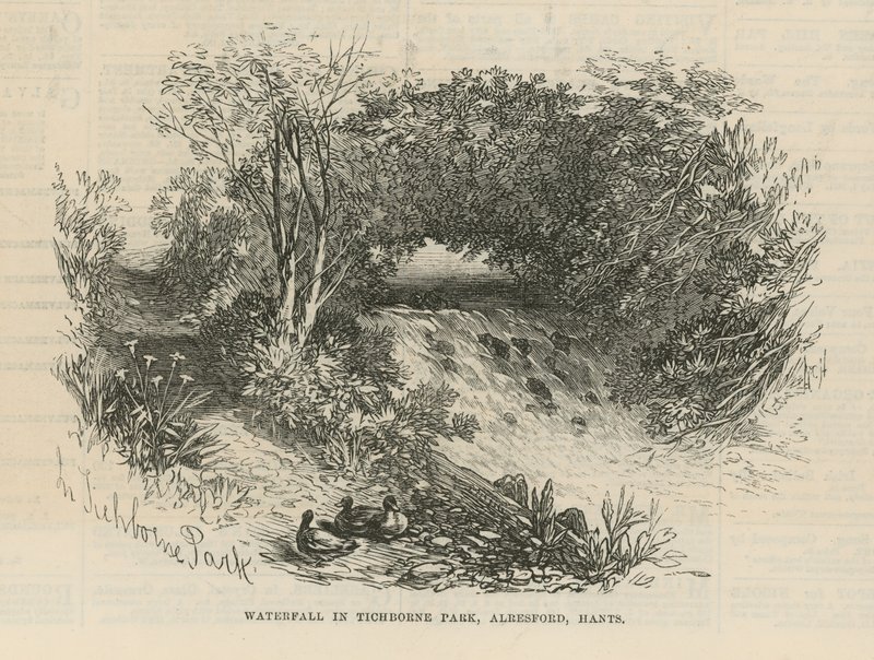 Waterfall in Tichborne Park by English School