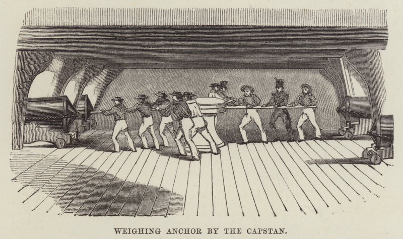 Weighing Anchor by the Capstan by English School