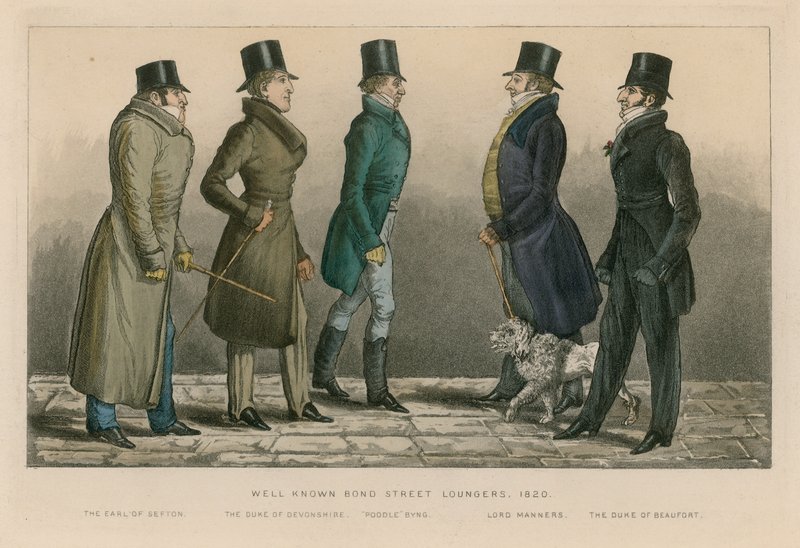Well Known Bond Street Loungers, 1820 by English School