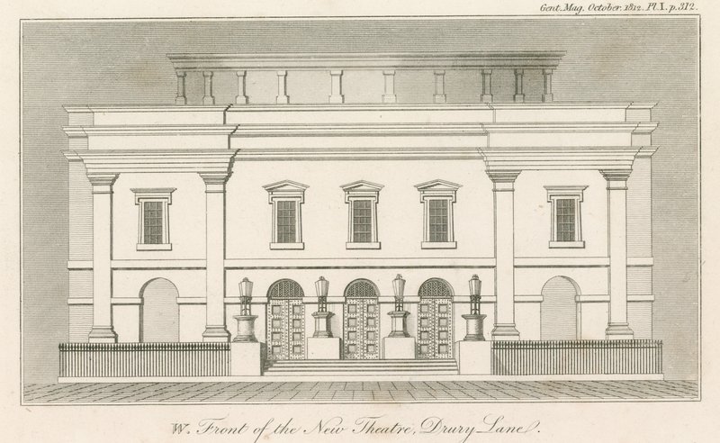 West front of the new Drury Lane Theatre, London by English School