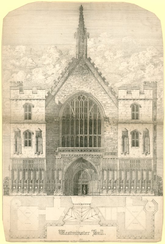 Westminster Hall, London, Including a Ground Plan of the Building by English School
