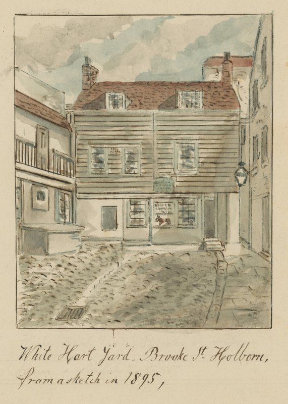 White Hard Yard, Brooke Street, Holborn, London, from a sketch in 1895 by English School