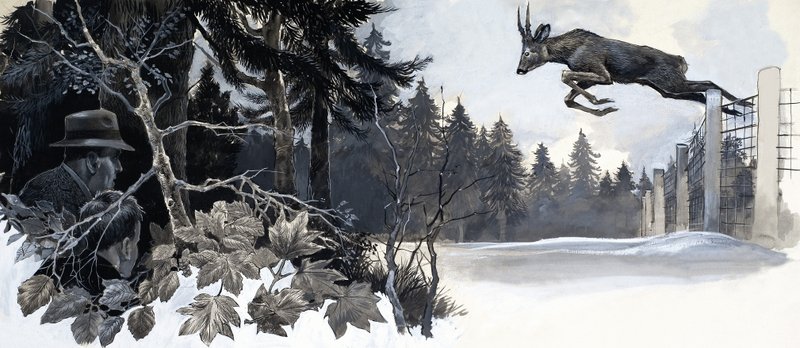 Wild Deer Leaping to Safety by English School