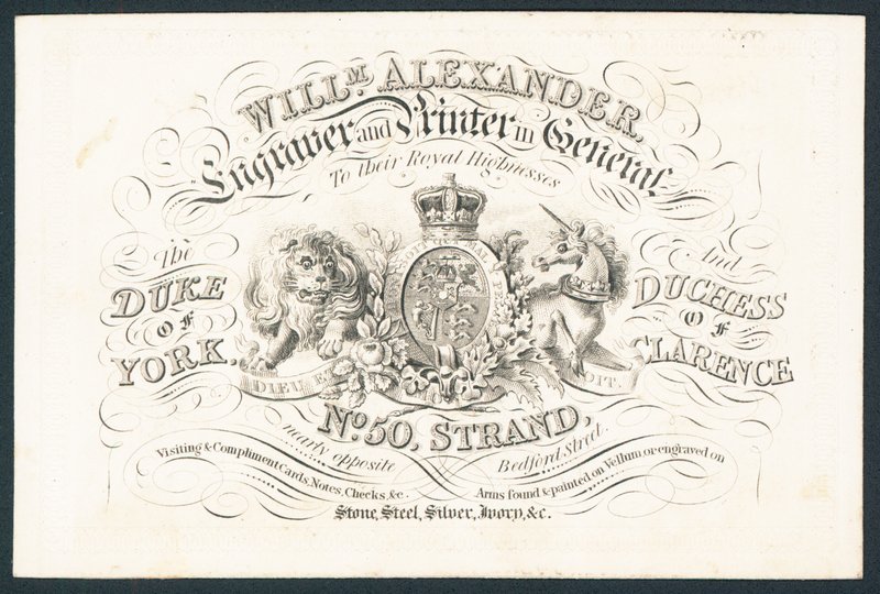 William Alexander, engraver and printer in general to their royal highnesses by English School