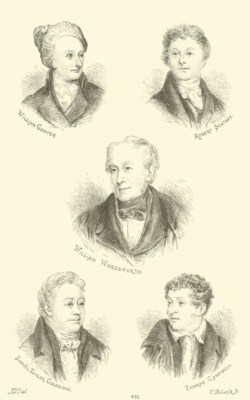 William Cowper, Robert Southey, William Wordsworth, Samuel Taylor Coleridge, Thomas Campbell by English School