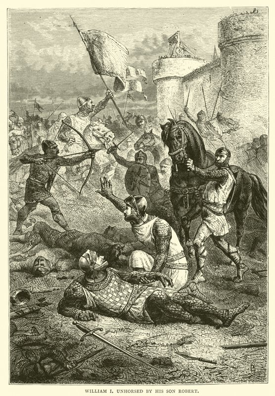 William I unhorsed by his son Robert by English School
