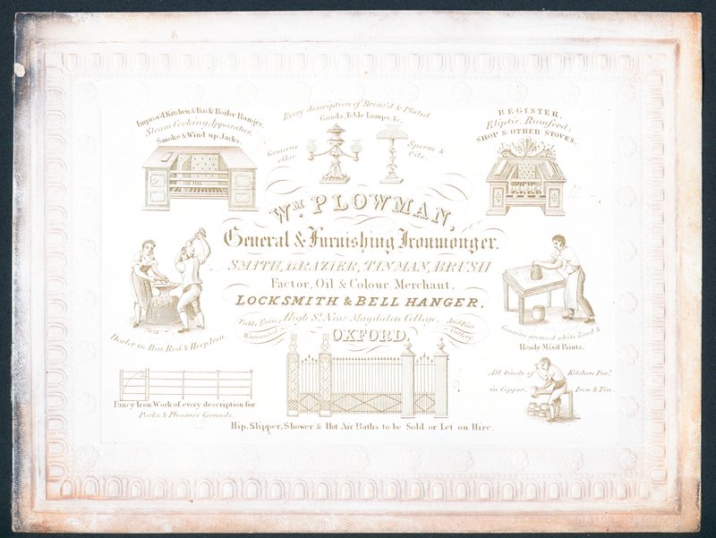 William Plowman, general and furnishing ironmonger by English School