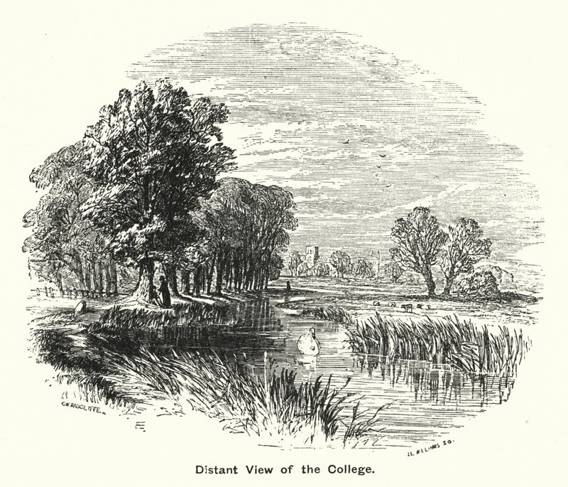 Winchester College: Distant View of the College by English School