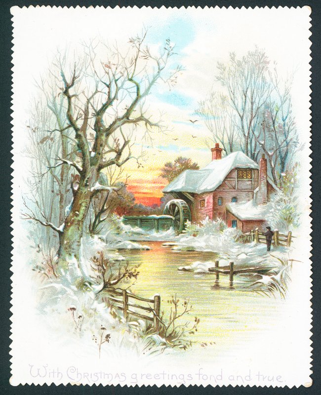 With Christmas greetings fond and true - Christmas card by English School