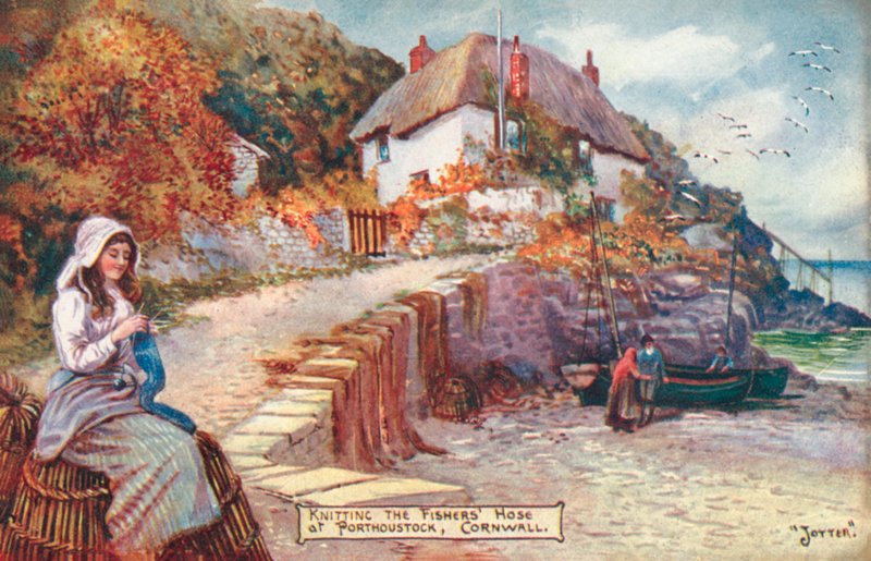 Woman knitting fisherman