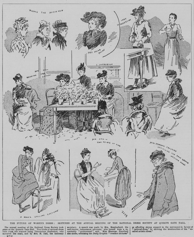 Women attending the annual meeting of the Rational Dress Society, Queen